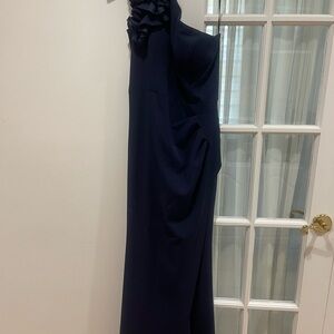 Aqua Midnight Blue One-Shoulder Dress